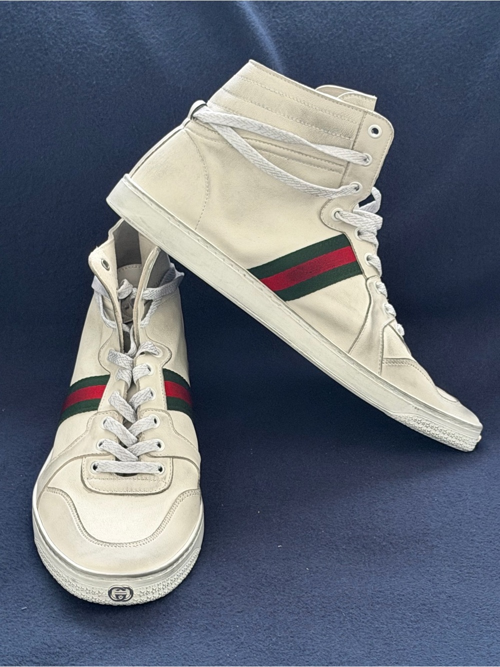 NEW! Gucci White Sneakers Mens Shoes Size 42.5 /US 9.5 (864414 AGGFF) AUTHENTIC!